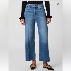Paige Anessa Wide Leg Jean Size 26 Cropped 27 Inch Inseam Raw Hem